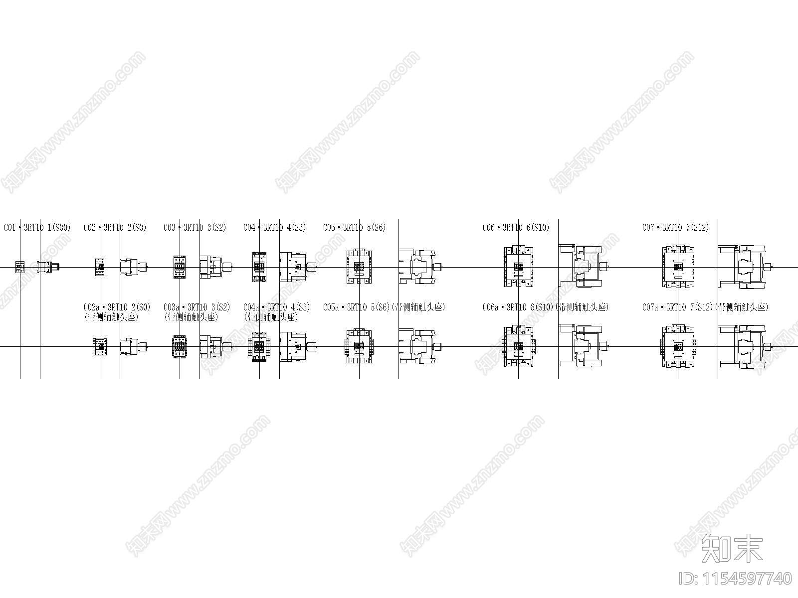 常用接触器图例cad施工图下载【ID:1154597740】