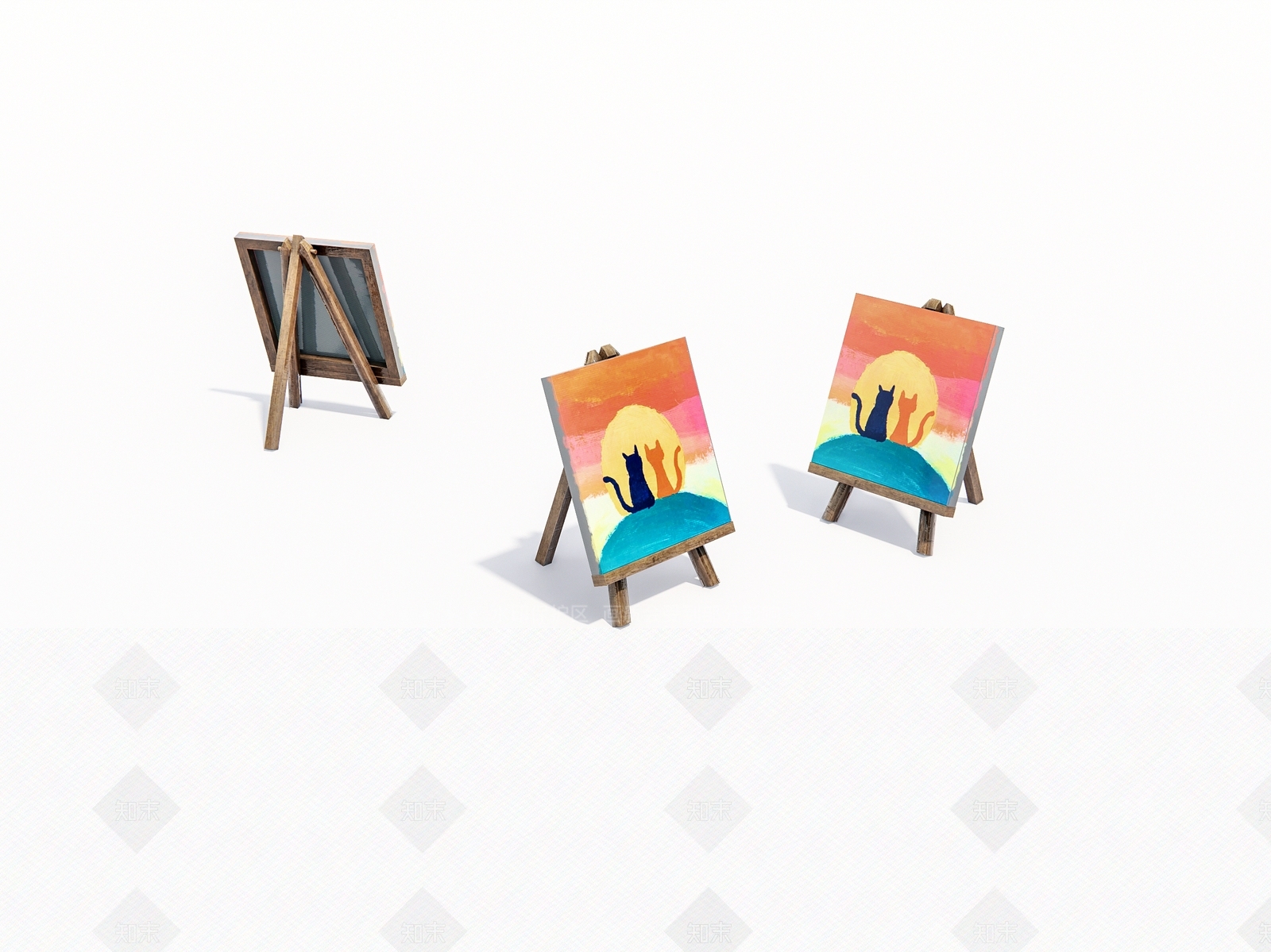 现代卡通画架摆件SU模型下载【ID:1154597841】