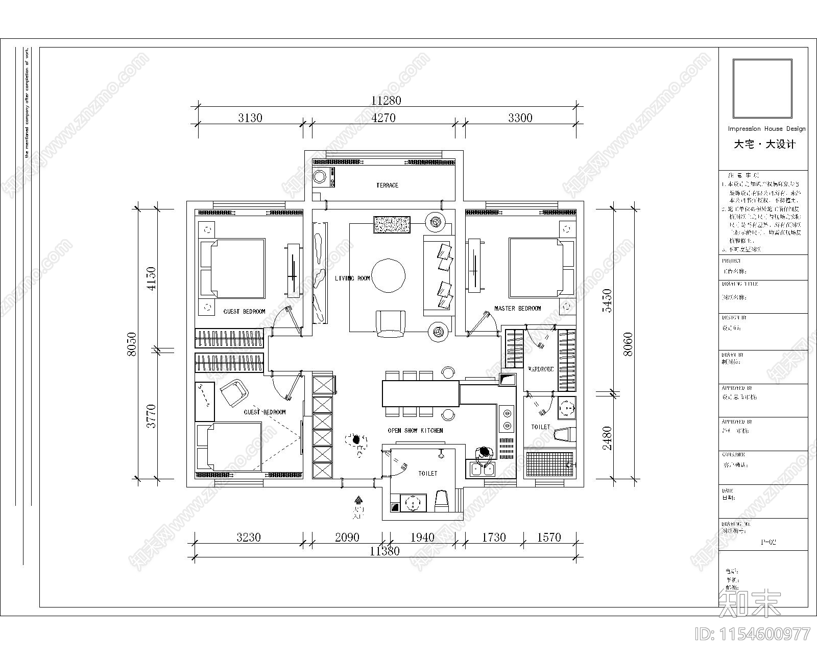 3套平层户型优化设计室内cad施工图下载【ID:1154600977】