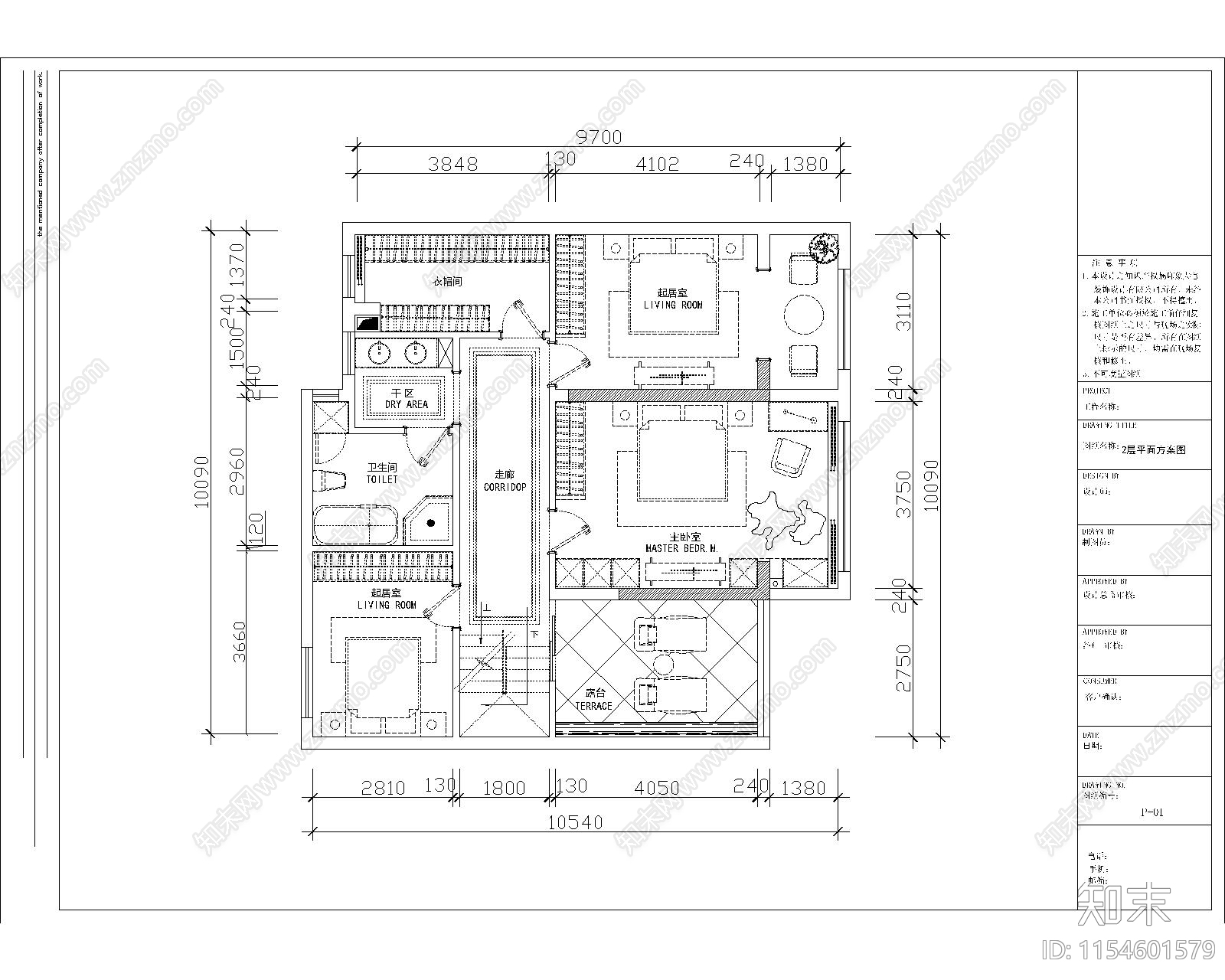 200平家装复式楼室内cad施工图下载【ID:1154601579】