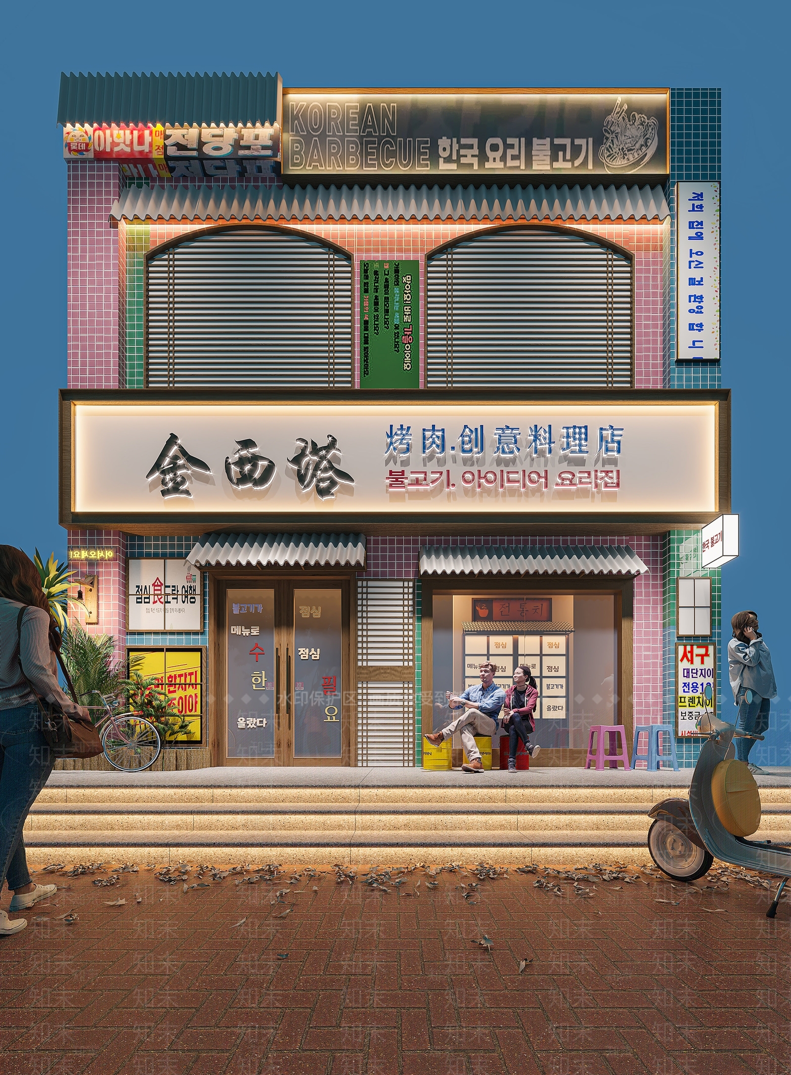 现代餐厅门头3D模型下载【ID:1154602273】
