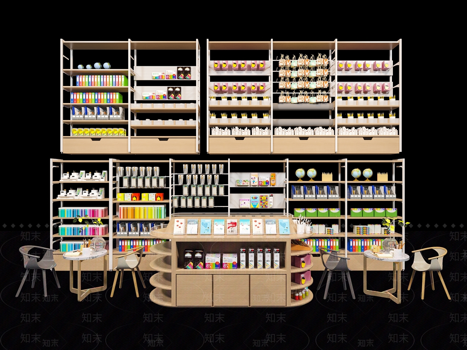 现代文具店展具组合3D模型下载【ID:1154603574】