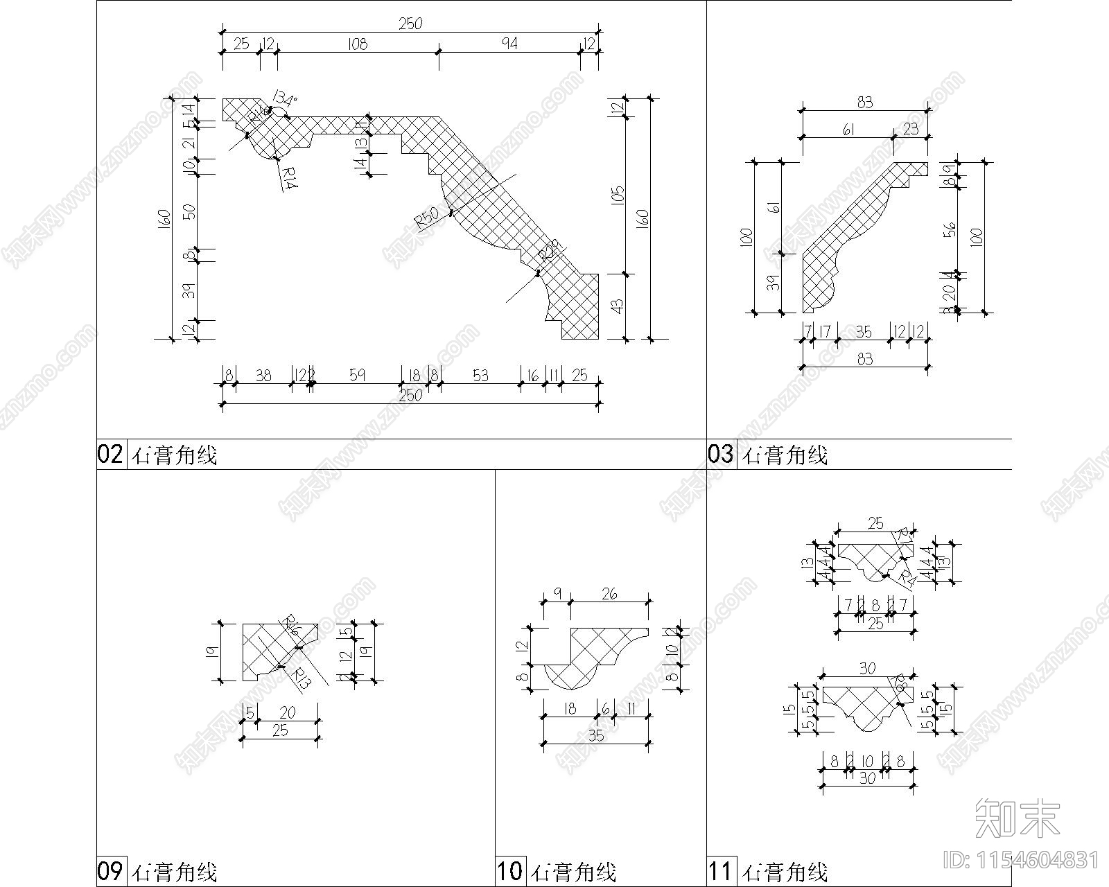 装饰线平面图快cad施工图下载【ID:1154604831】