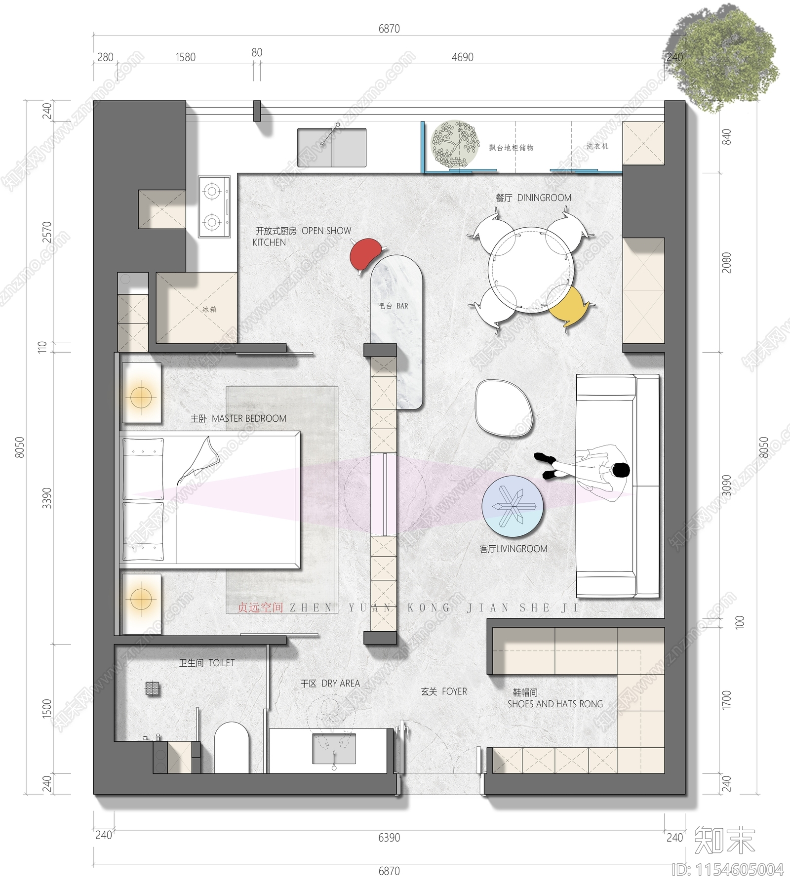 公寓设计彩平图施工图下载【ID:1154605004】