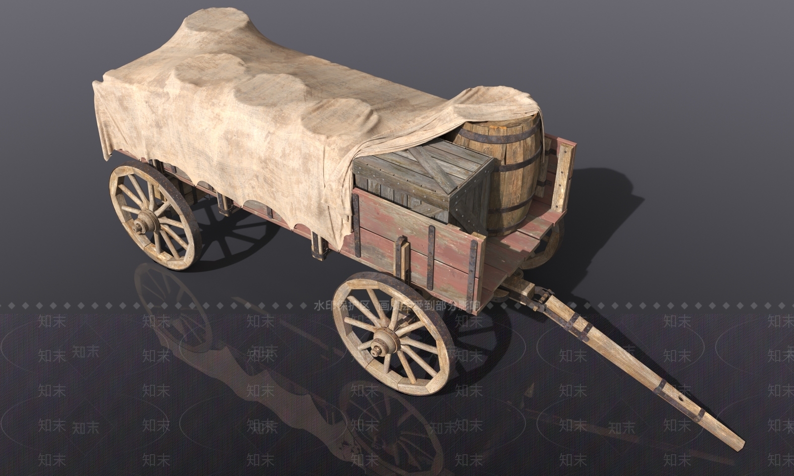 中式复古旧马车3D模型下载【ID:1154605130】