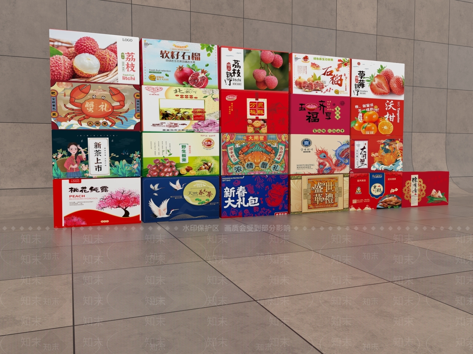 现代水果礼盒3D模型下载【ID:1154606405】