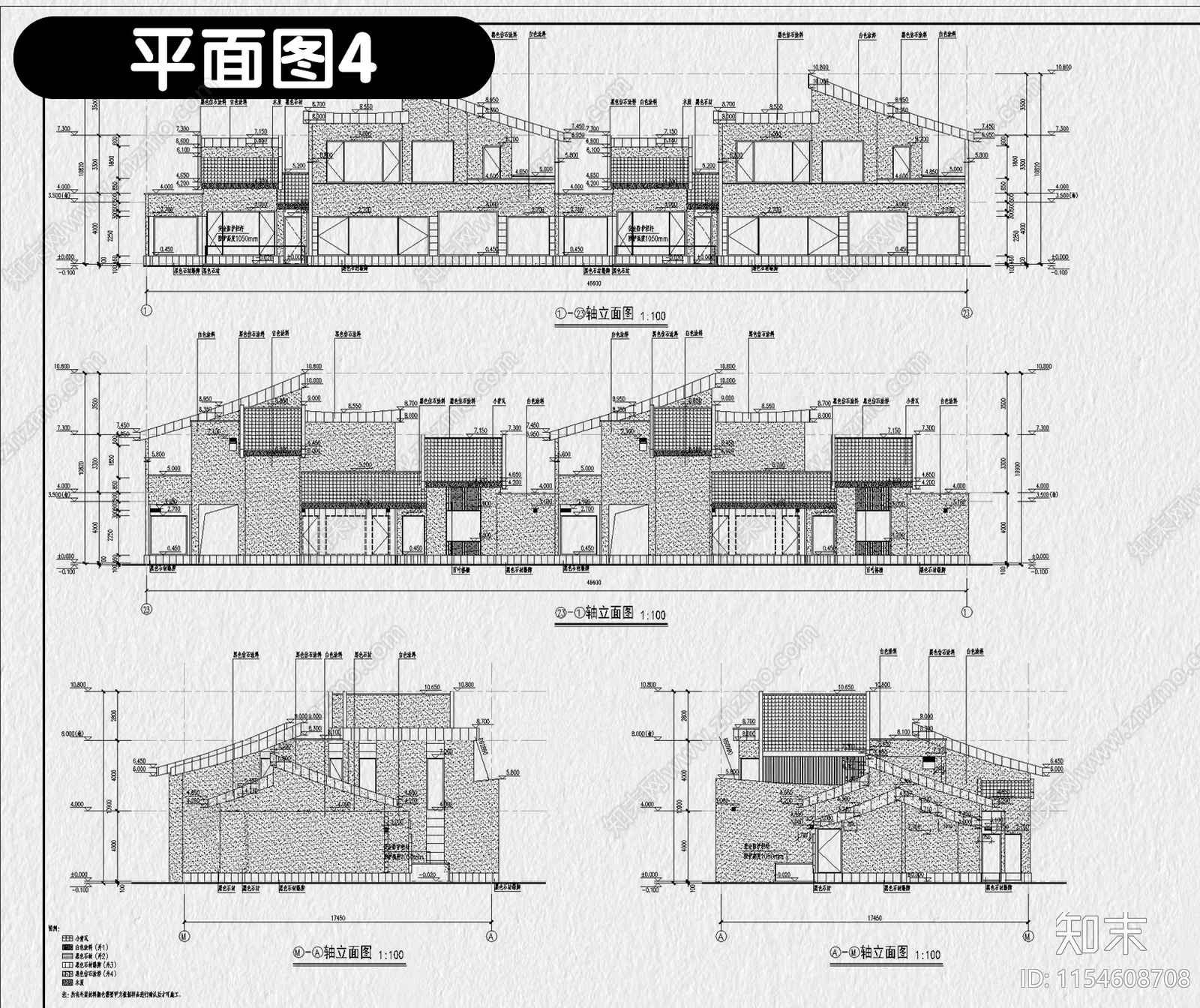 民宿酒店建筑总平面布局图立面图乡村客栈设计效果图施工图下载【ID:1154608708】