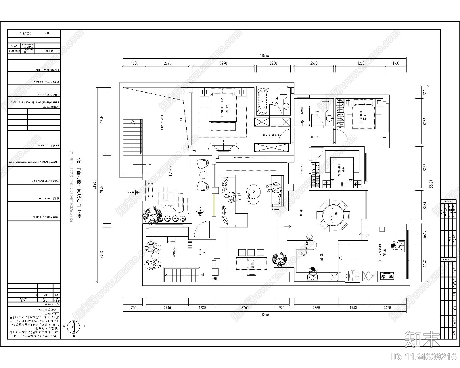 340平洋房室内cad施工图下载【ID:1154609216】