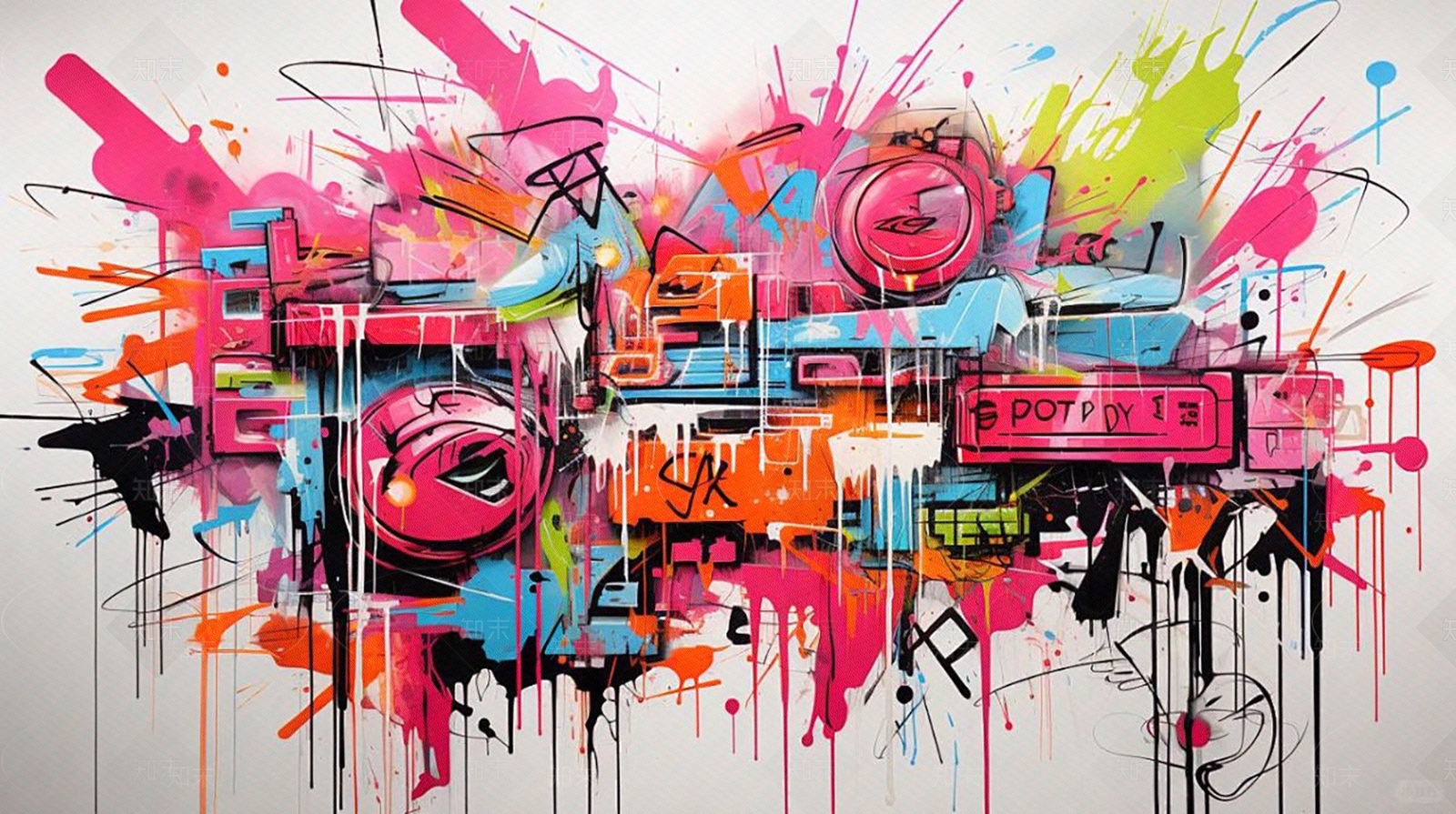 彩绘涂鸦墙贴图下载【ID:1154615272】