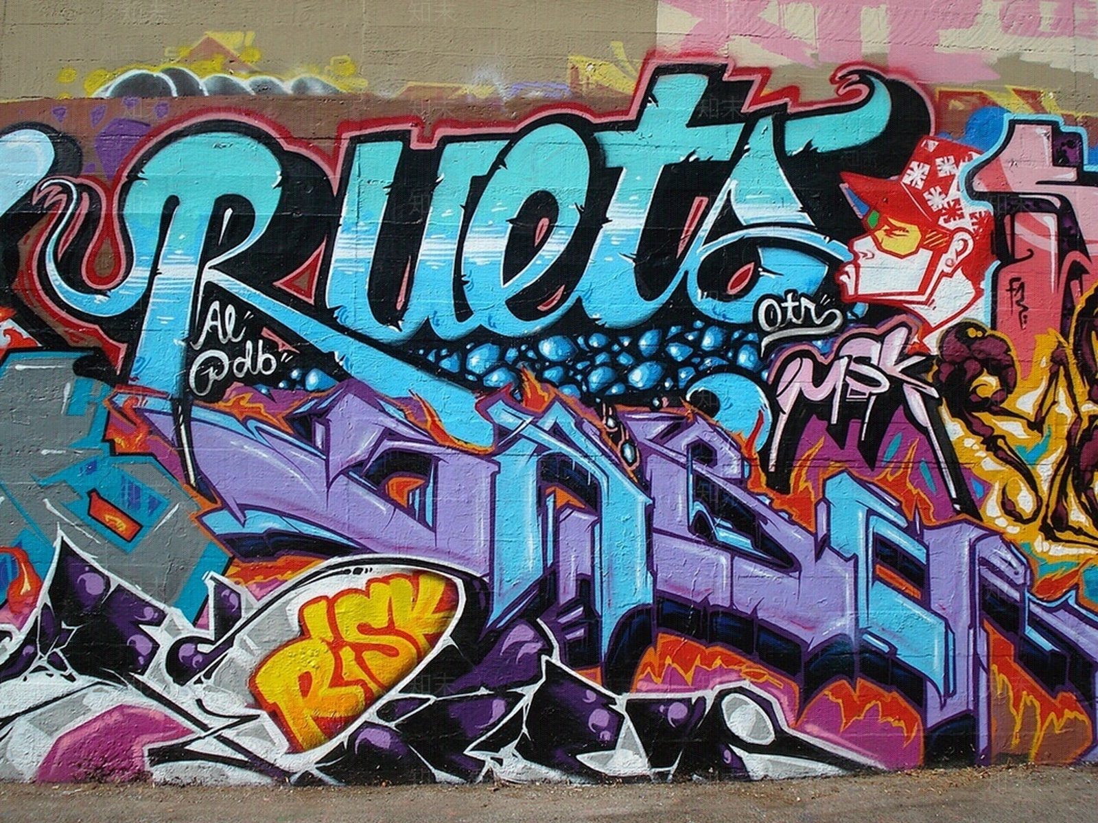 彩绘涂鸦墙贴图下载【ID:1154615333】