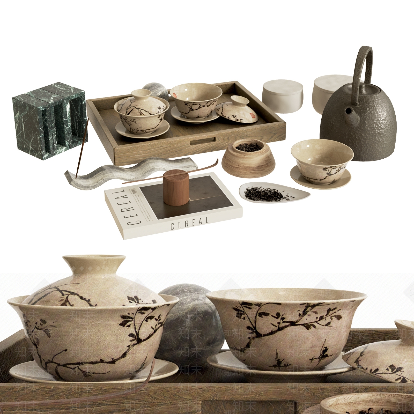 中式茶具3D模型下载【ID:1154619087】
