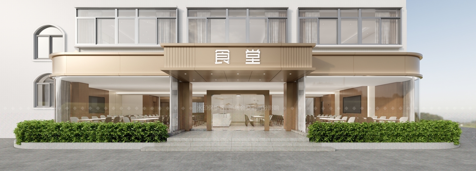 现代政府机关食堂SU模型下载【ID:1154620458】