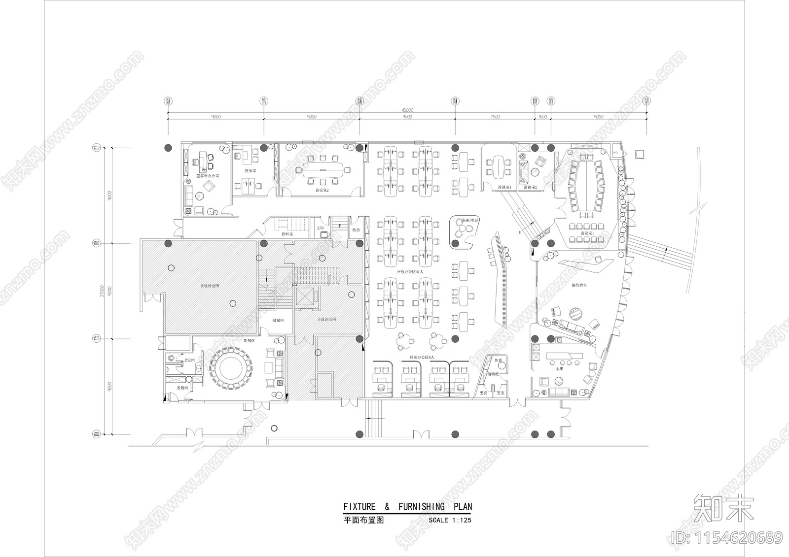 科技独立办公室室内施工图下载【ID:1154620689】