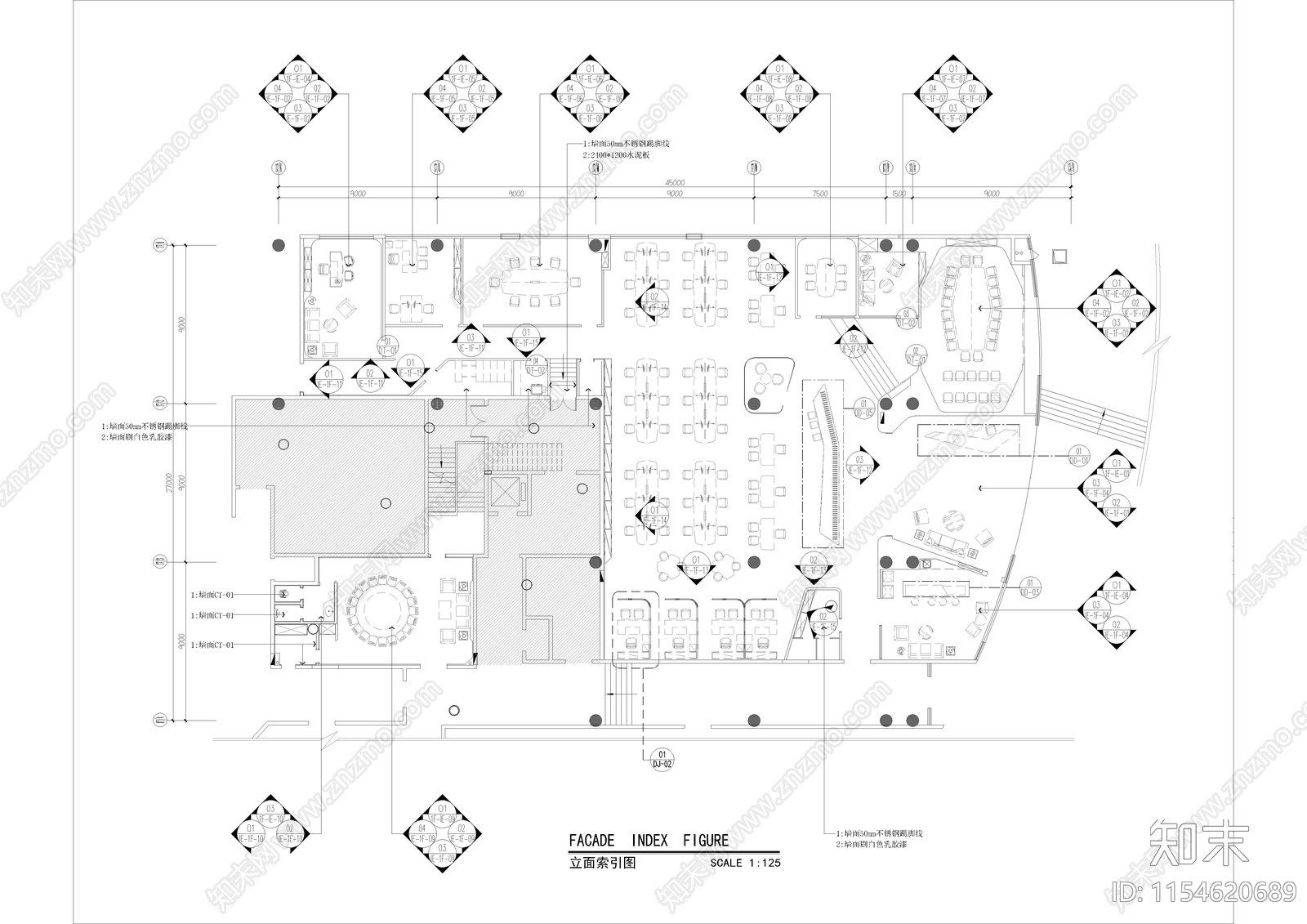 科技独立办公室室内施工图下载【ID:1154620689】