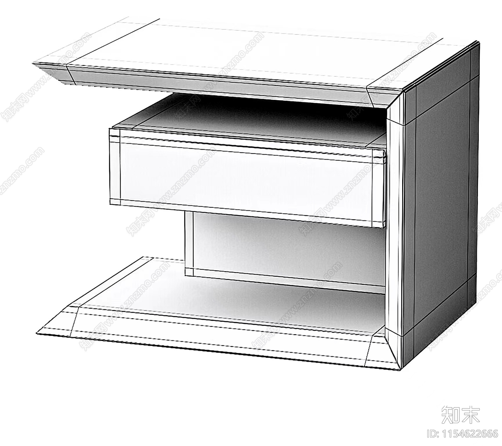 现代摩登床头柜3D模型下载【ID:1154622666】