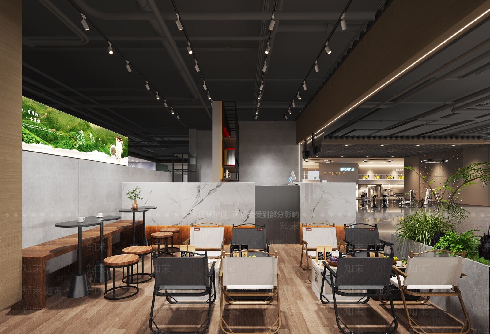 现代幸福侯彩擂奶茶店3D模型下载【ID:1154624932】