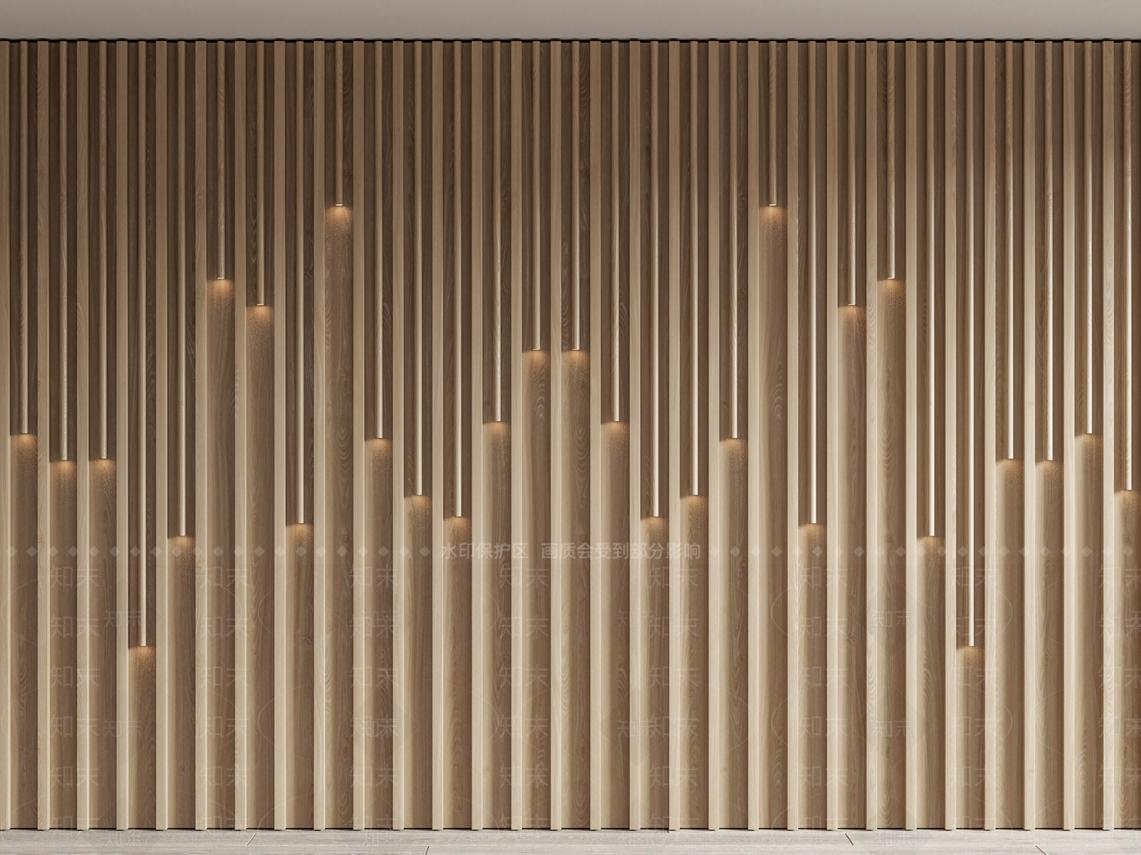 现代木饰面造型背景墙3D模型下载【ID:1154776568】