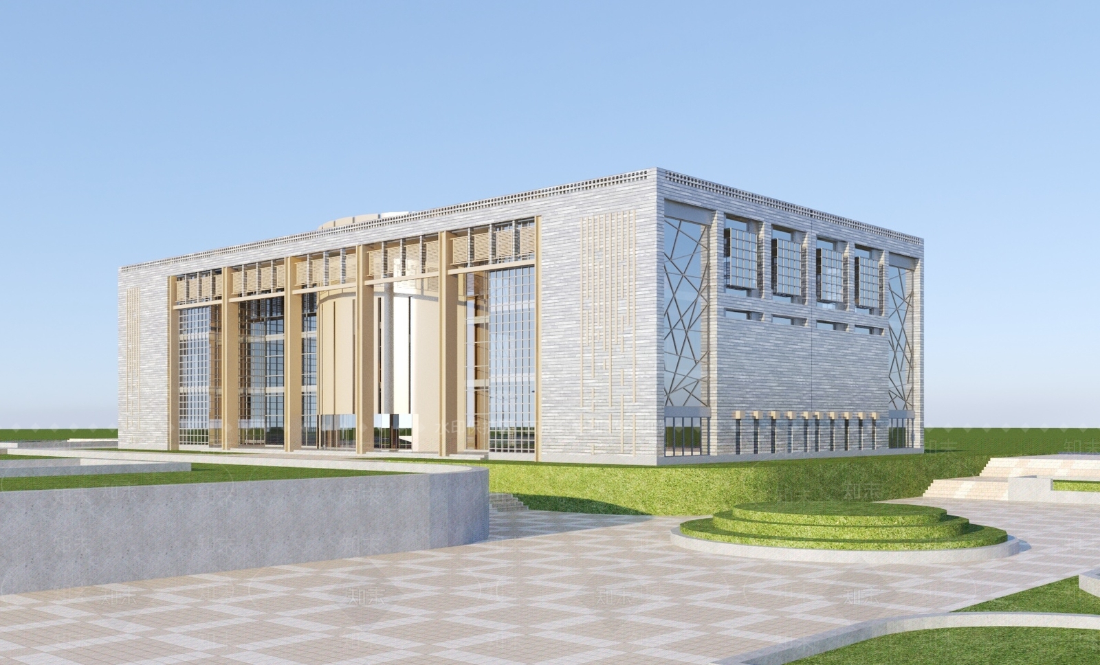 新中式文体建筑3D模型下载【ID:1154625723】