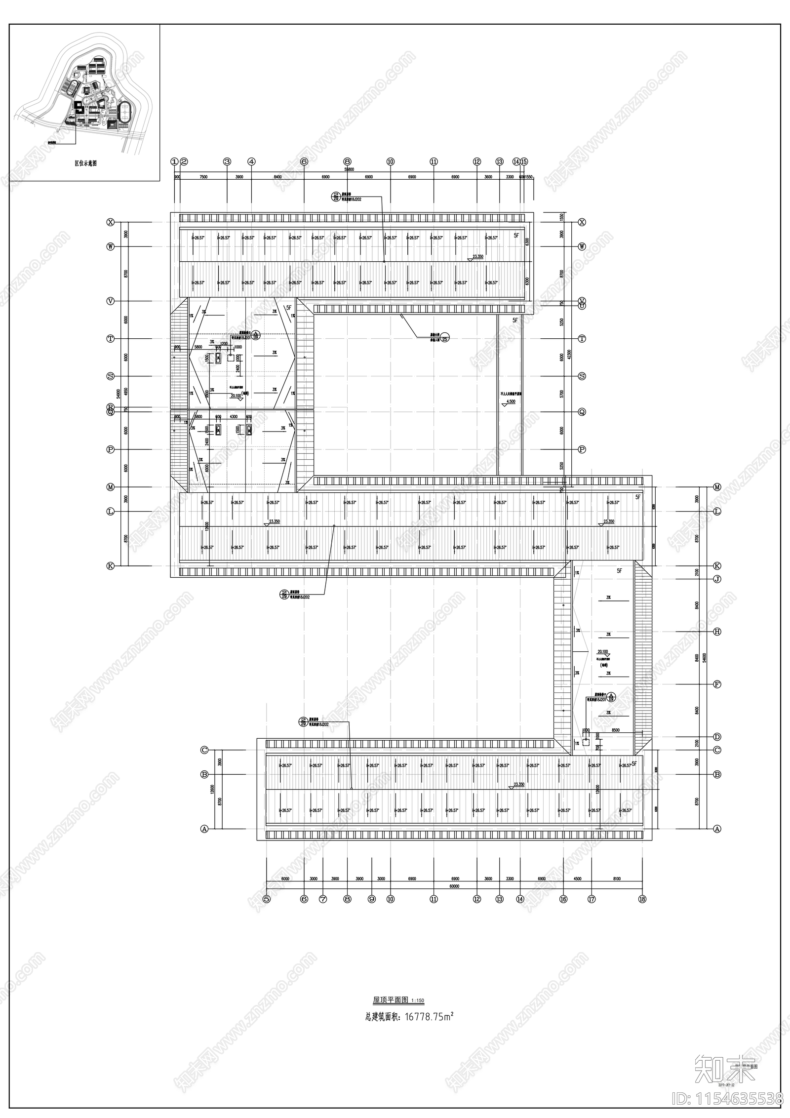 初中部教学楼建筑cad施工图下载【ID:1154635538】