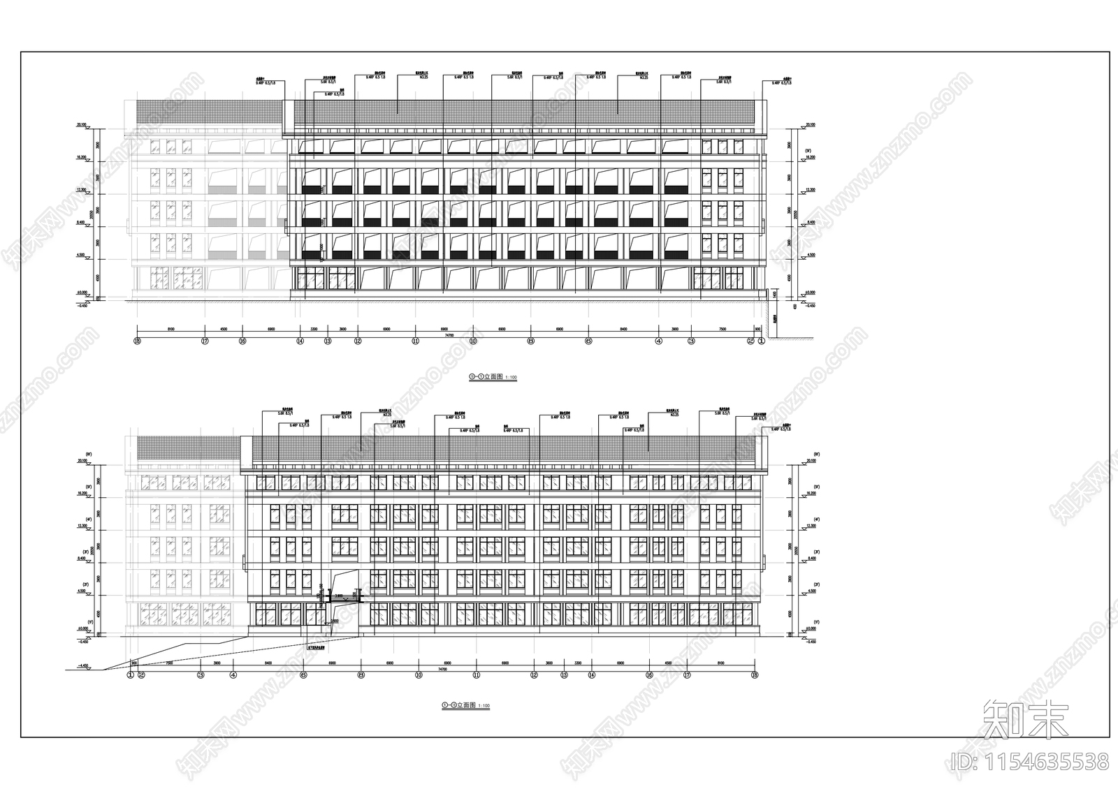 初中部教学楼建筑cad施工图下载【ID:1154635538】