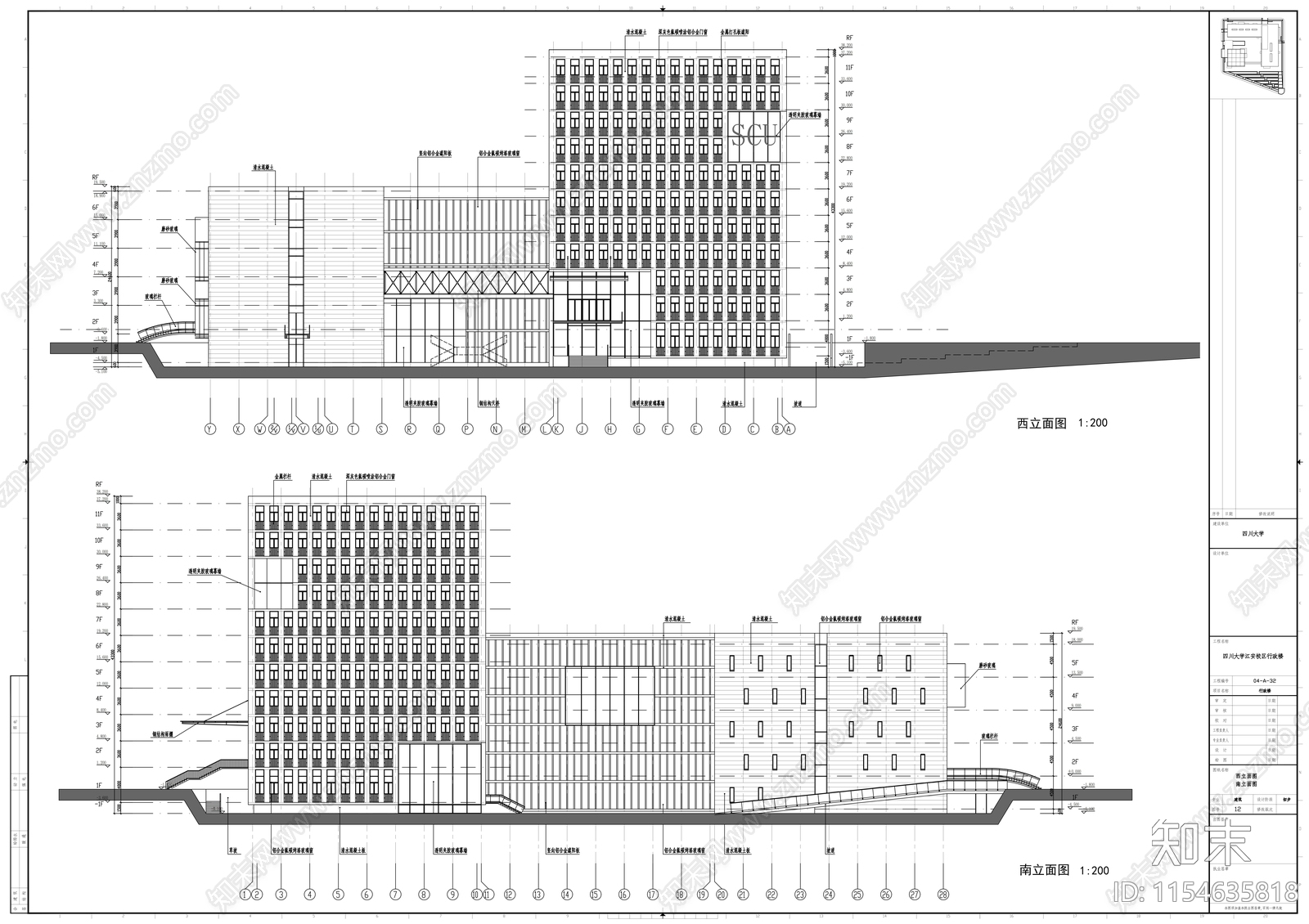 大学校园规划建筑cad施工图下载【ID:1154635818】