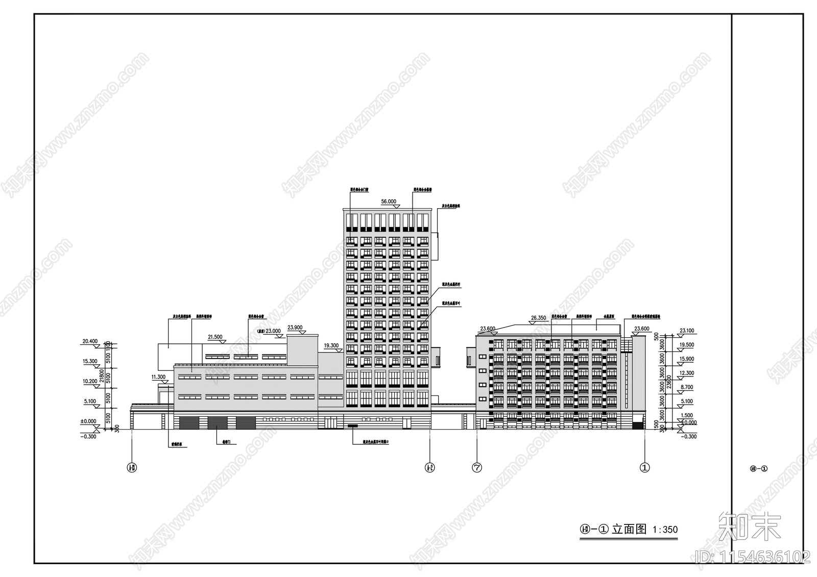 高中生活区宿舍楼建筑施工图下载【ID:1154636102】