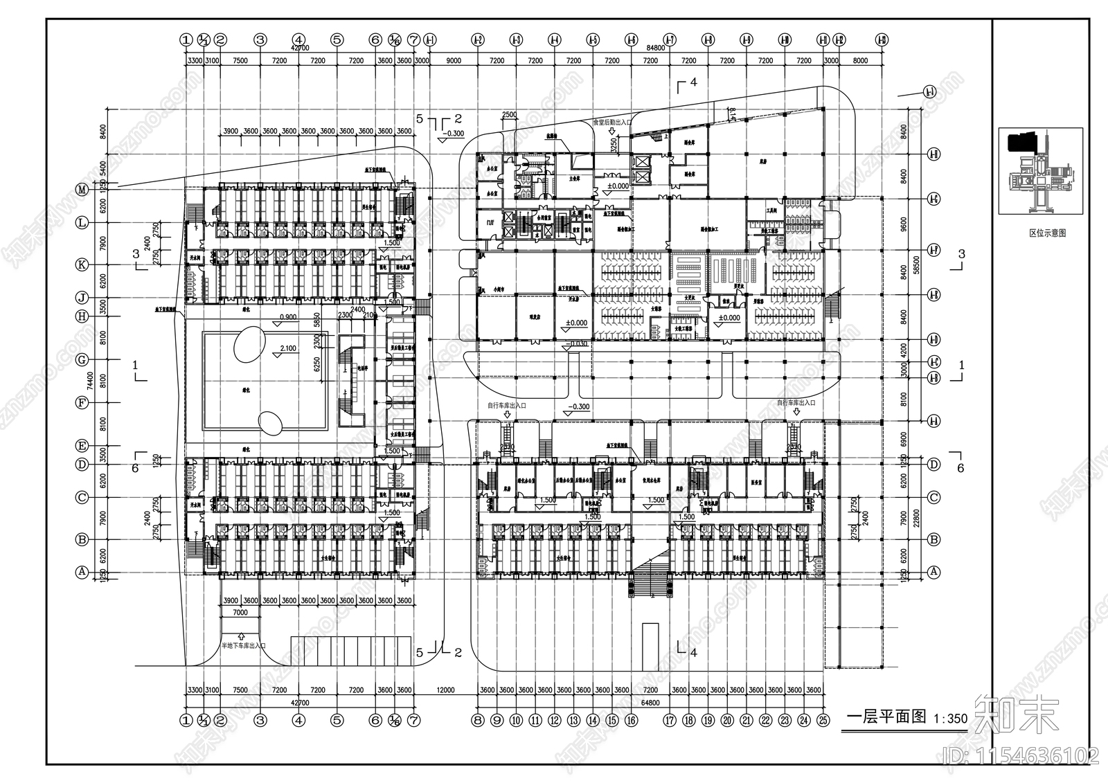 高中生活区宿舍楼建筑施工图下载【ID:1154636102】