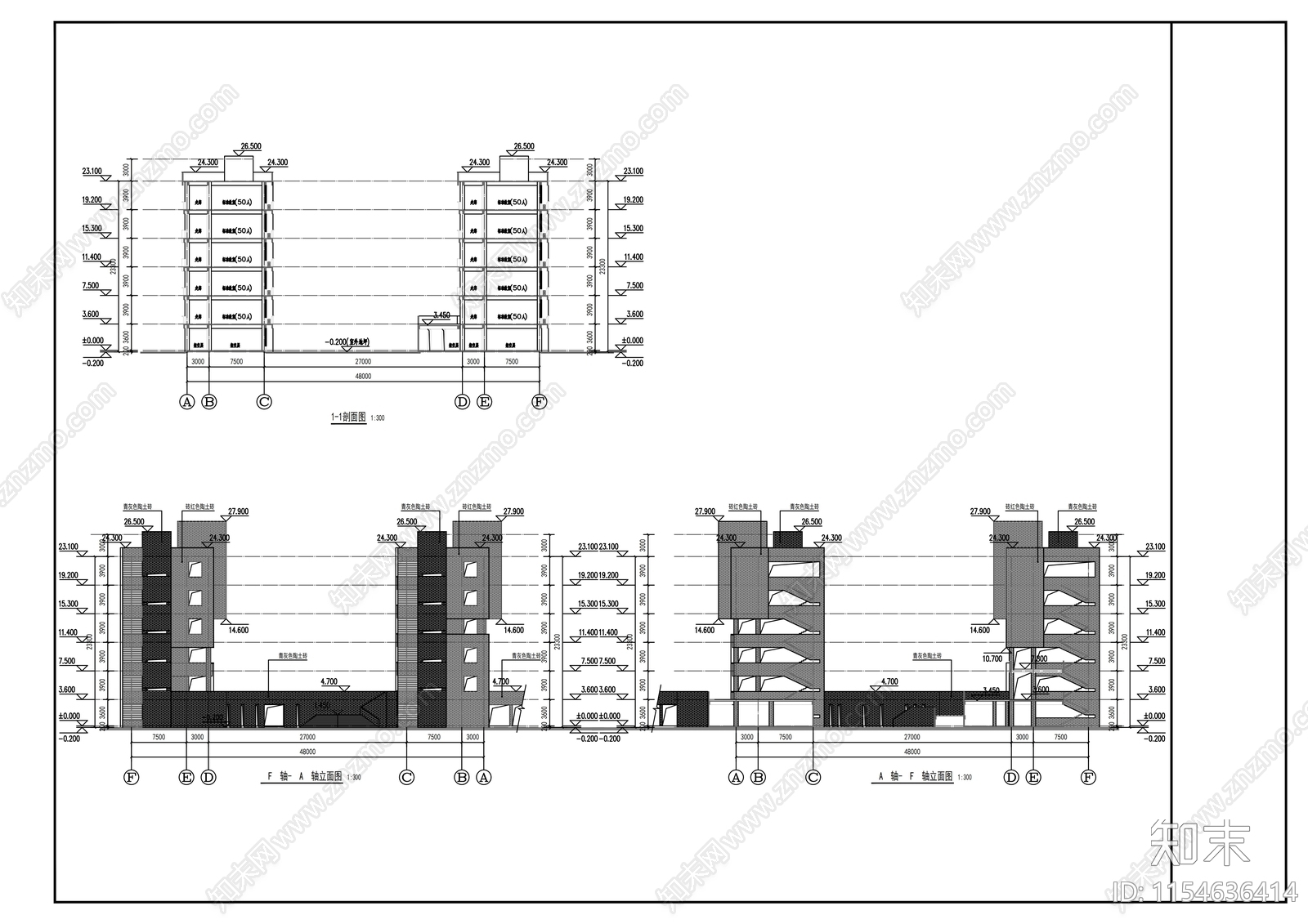 教学楼建筑cad施工图下载【ID:1154636414】