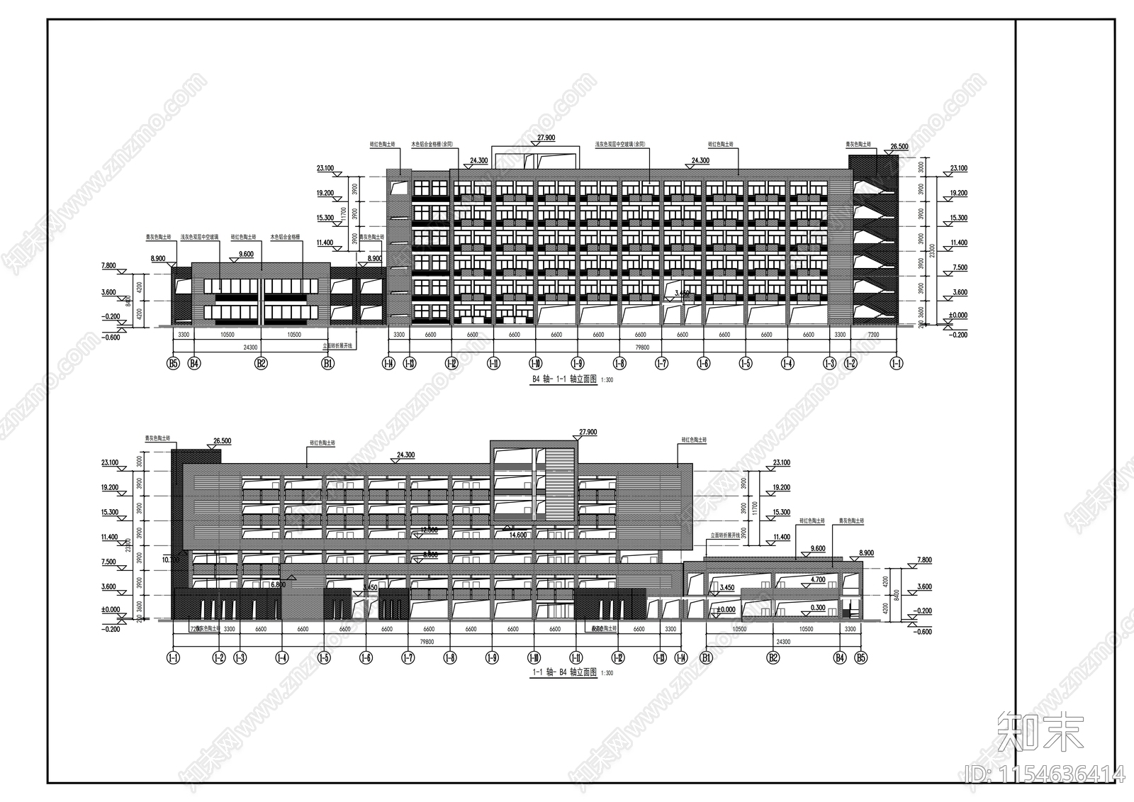 教学楼建筑cad施工图下载【ID:1154636414】