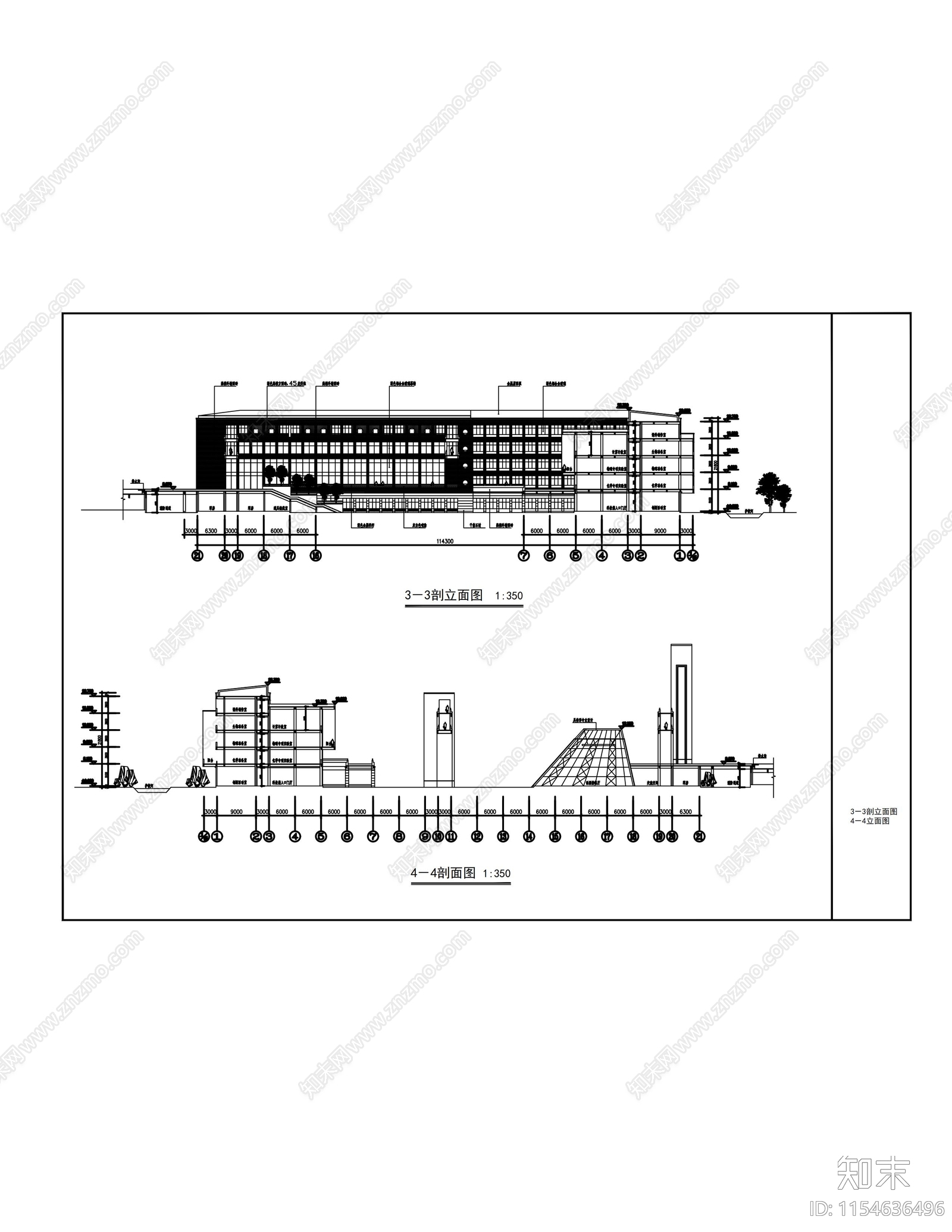 教学楼图书信息楼看台建筑cad施工图下载【ID:1154636496】