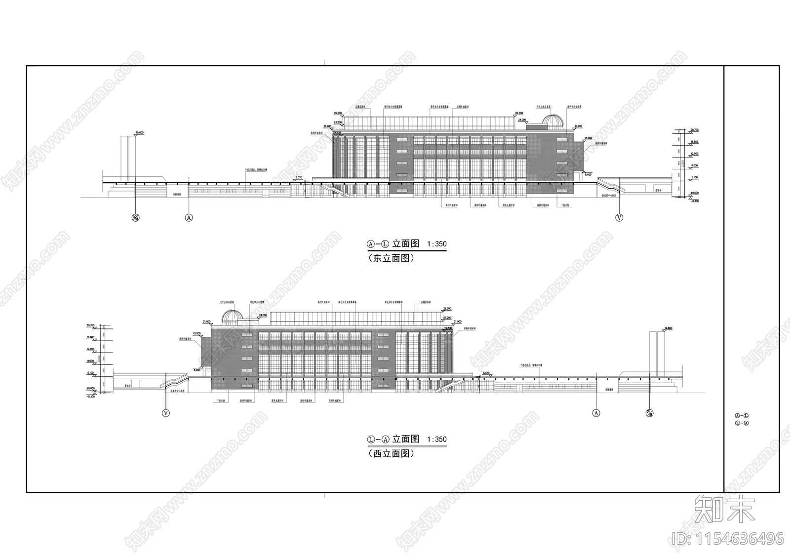 教学楼图书信息楼看台建筑cad施工图下载【ID:1154636496】