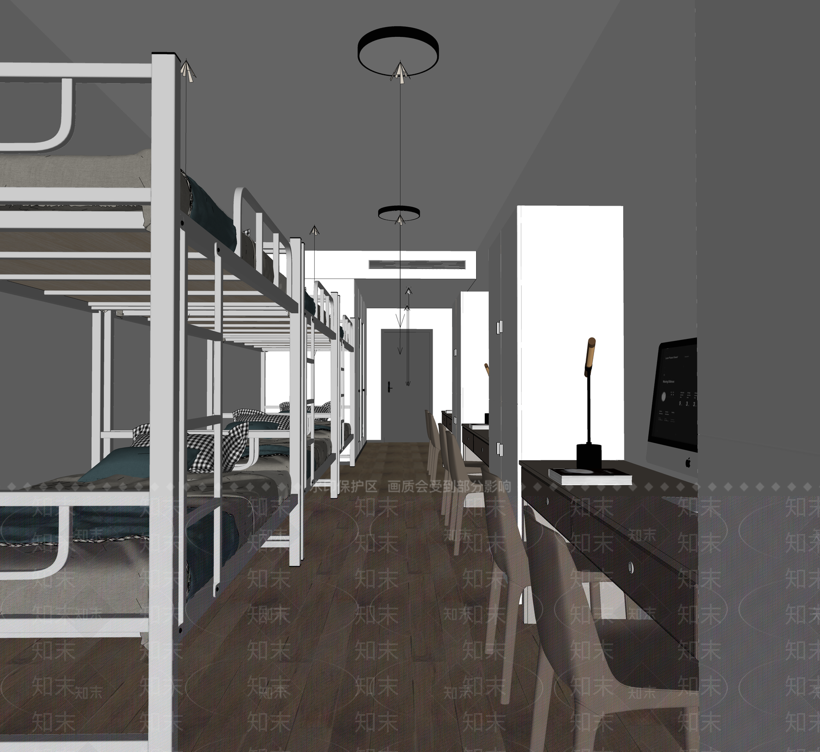 现代学校宿舍SU模型下载【ID:1154687243】