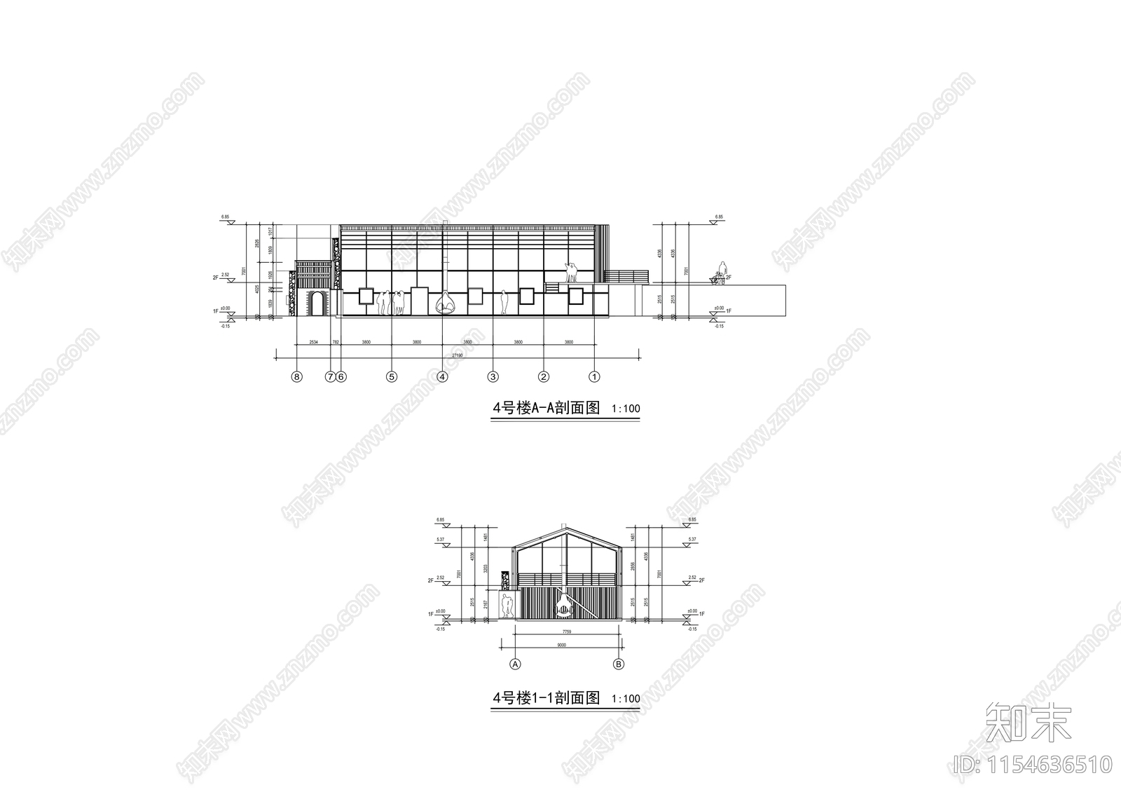 两层市级中学改造建筑cad施工图下载【ID:1154636510】