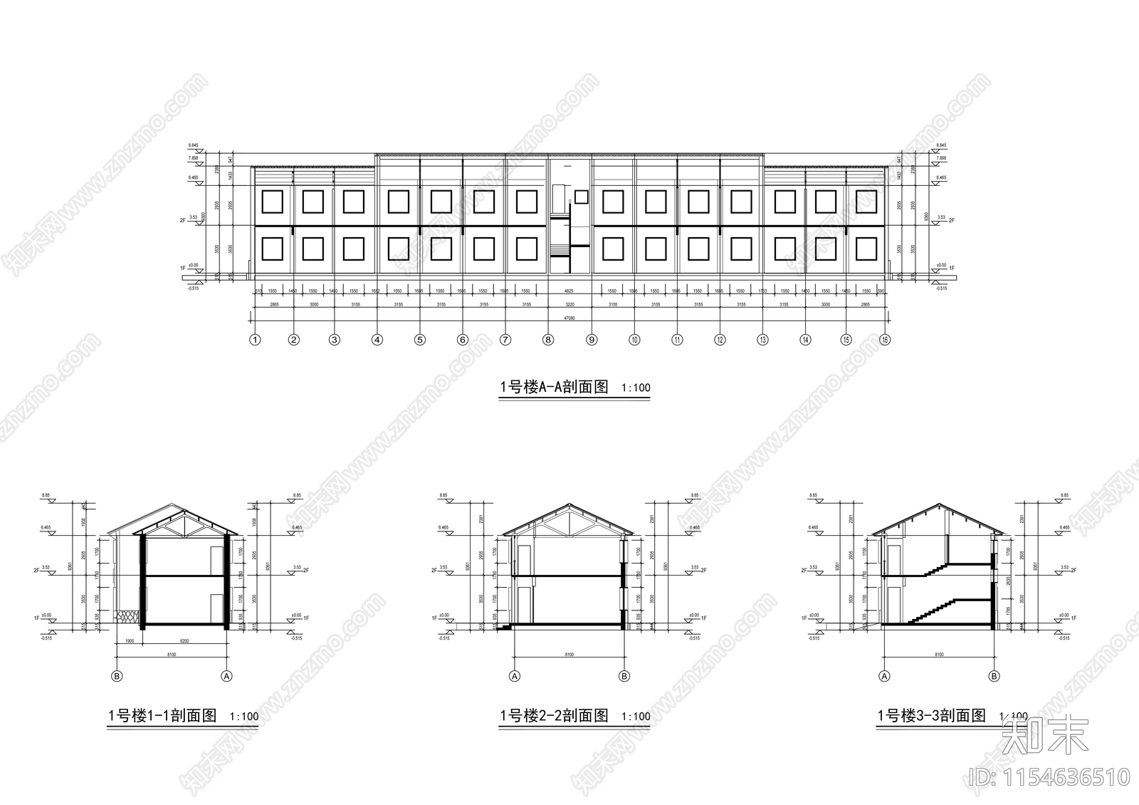 两层市级中学改造建筑cad施工图下载【ID:1154636510】