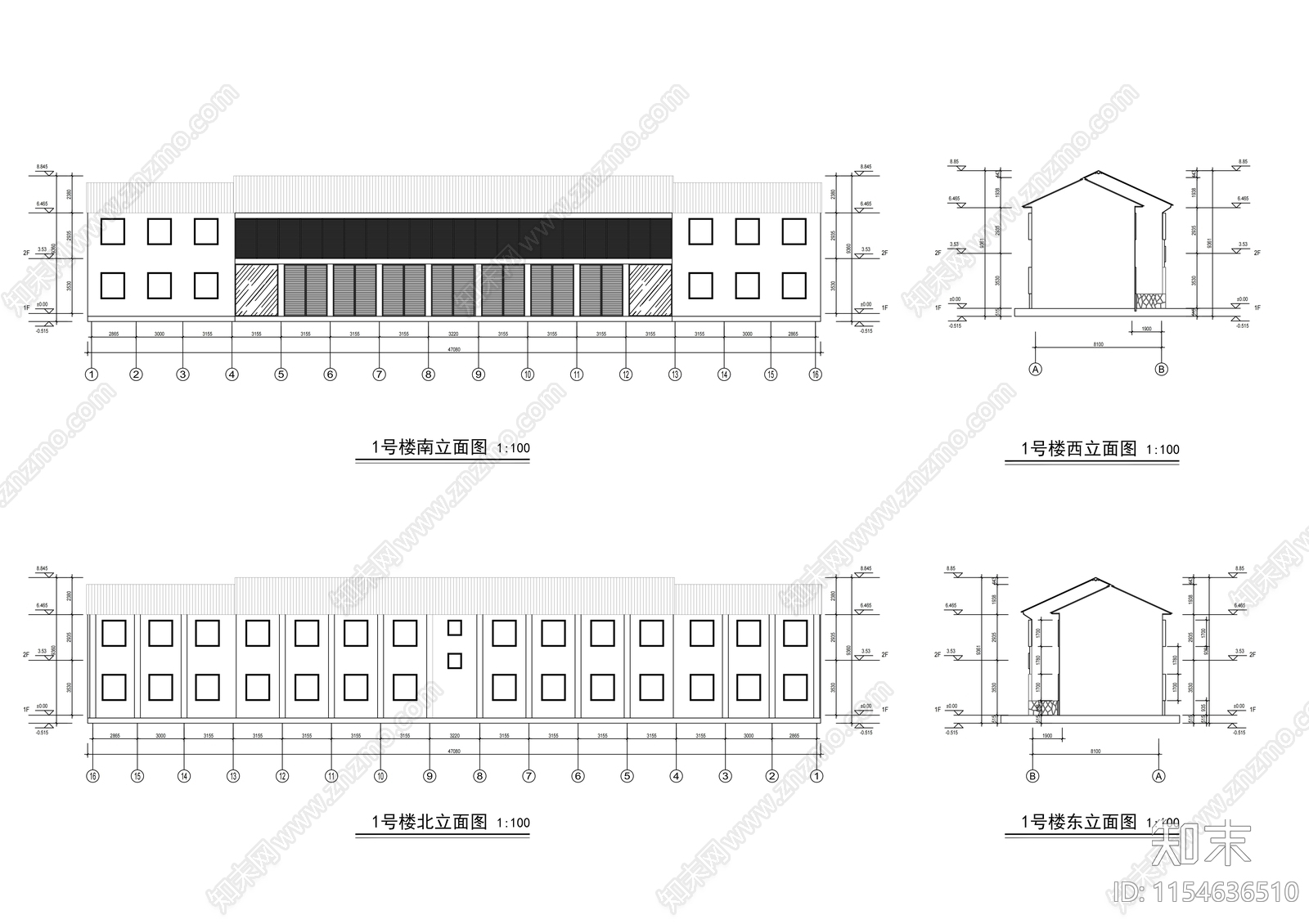 两层市级中学改造建筑cad施工图下载【ID:1154636510】