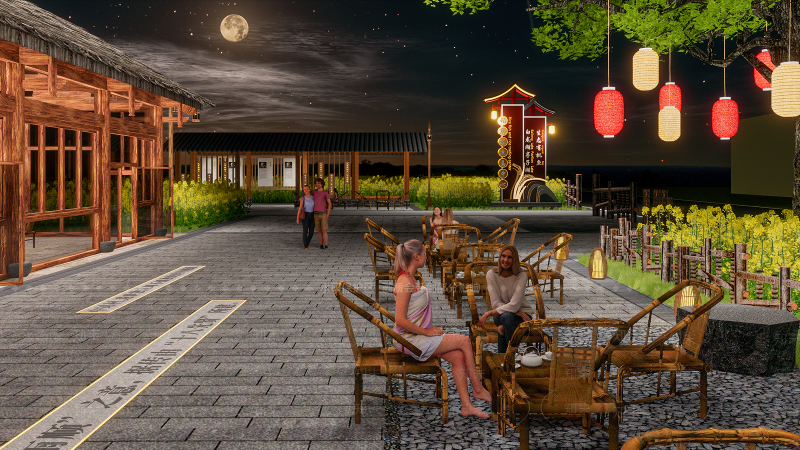 新中式乡村公园SU模型下载【ID:1154637979】