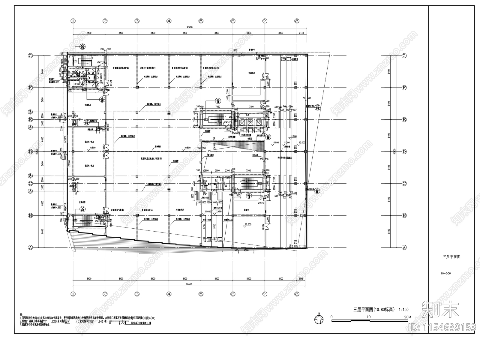 多层悬挑式综合型规划展览馆建筑cad施工图下载【ID:1154639153】