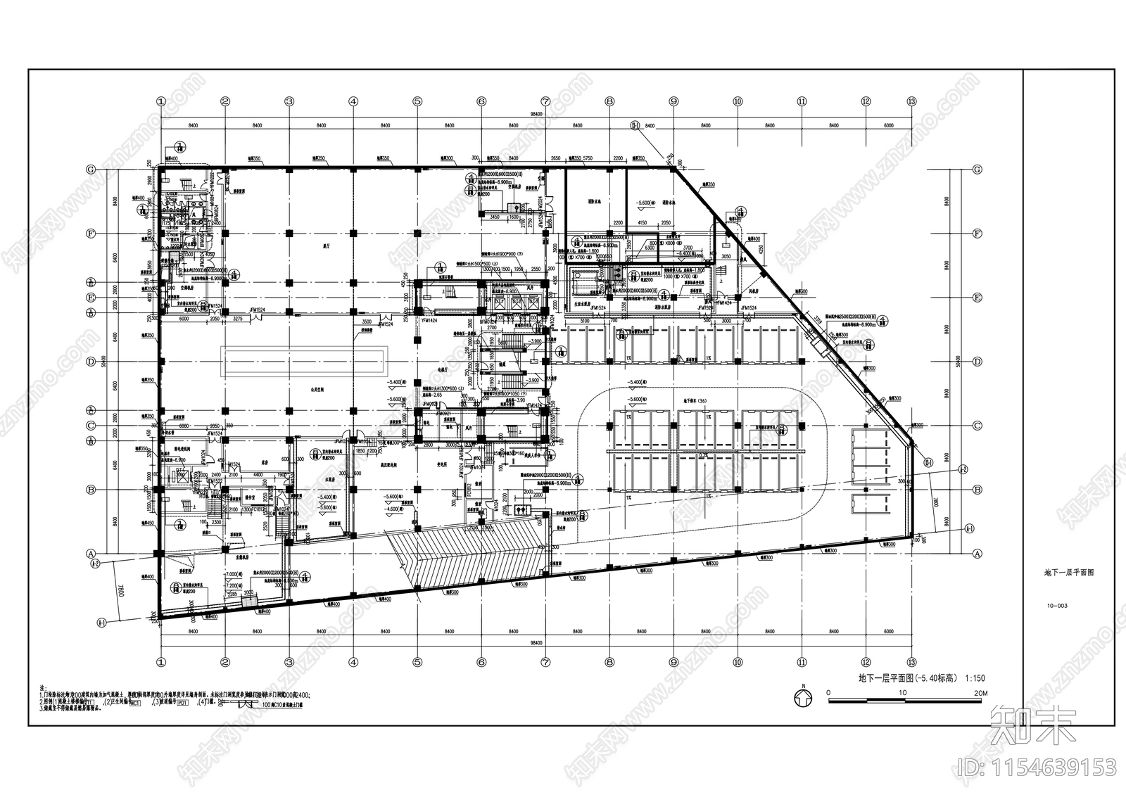 多层悬挑式综合型规划展览馆建筑cad施工图下载【ID:1154639153】