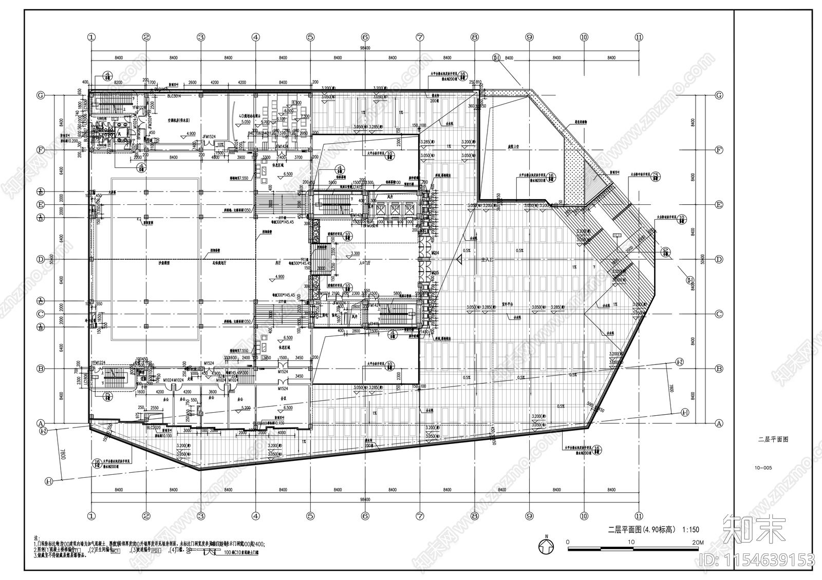 多层悬挑式综合型规划展览馆建筑cad施工图下载【ID:1154639153】