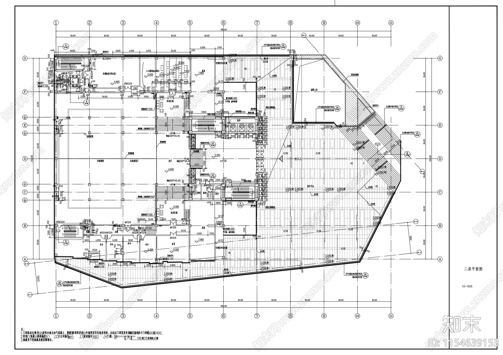 多层悬挑式综合型规划展览馆建筑cad施工图下载【ID:1154639153】