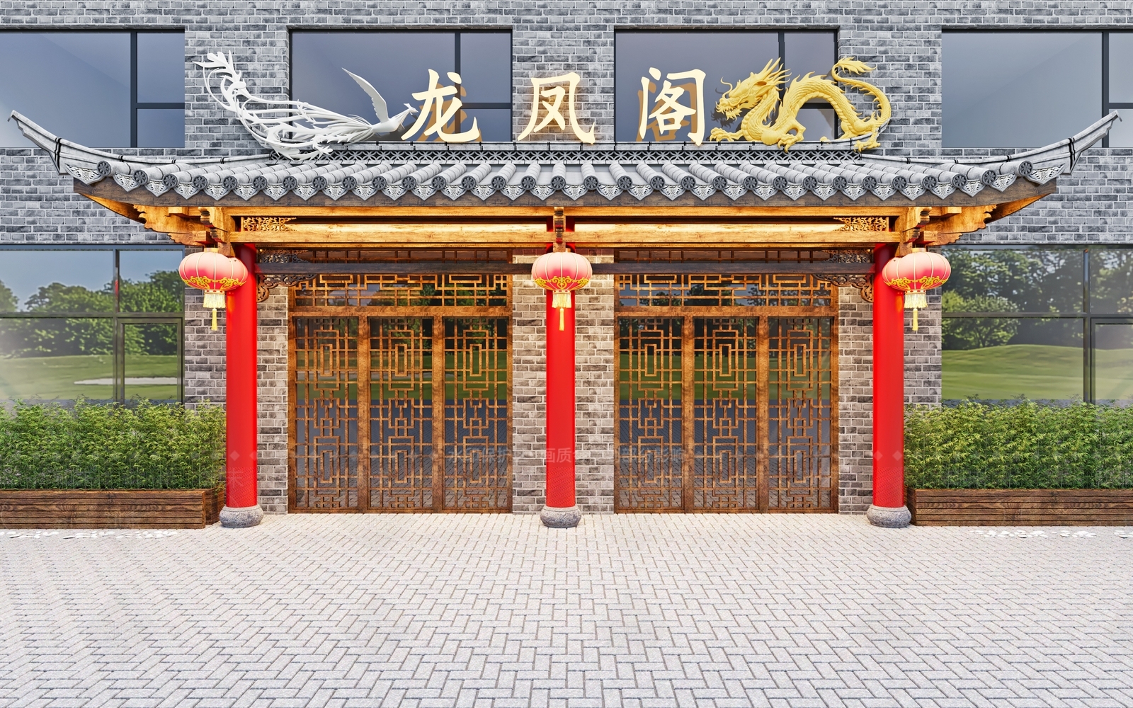 新中式门头3D模型下载【ID:1154641075】