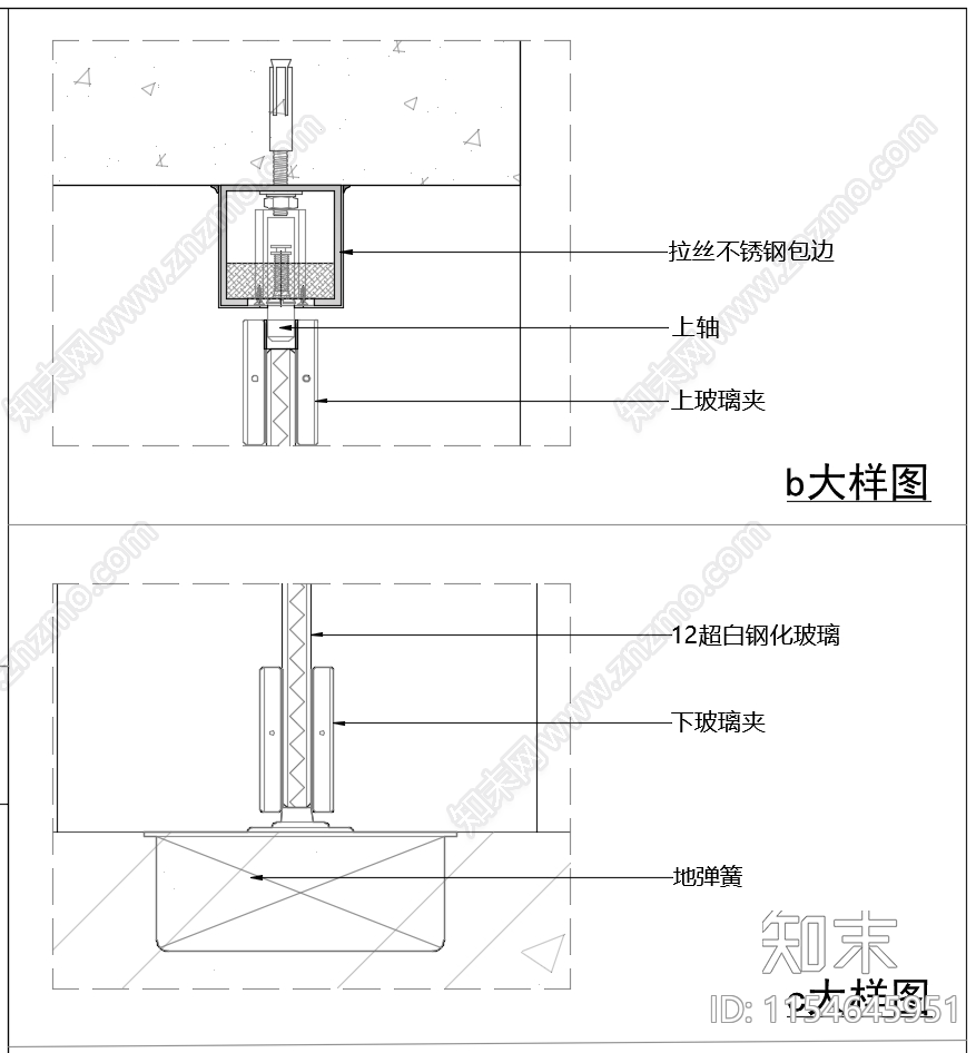 通用玻璃门节点施工图下载【ID:1154645951】