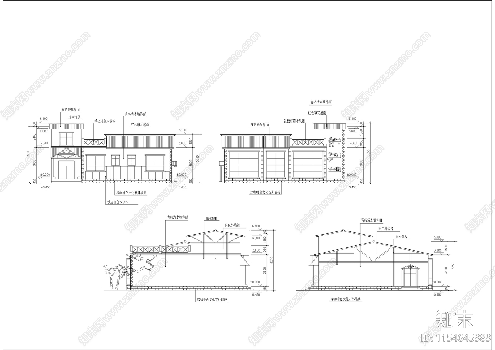 滨河茶馆建筑cad施工图下载【ID:1154645989】