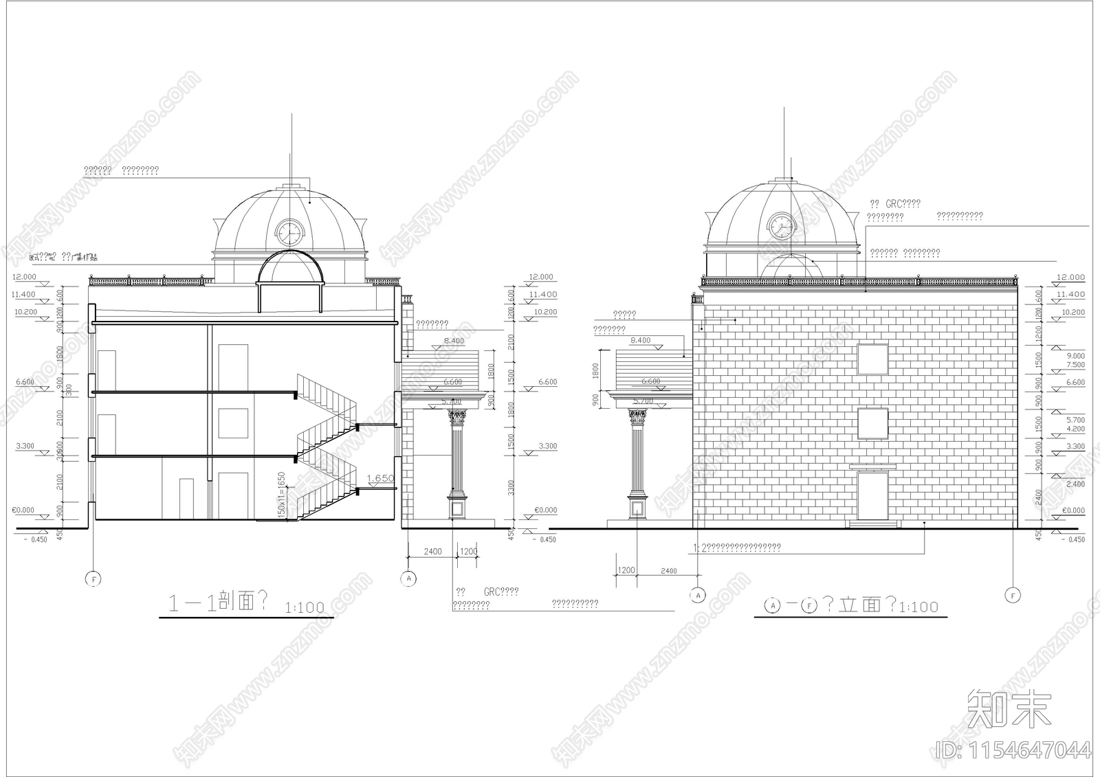 渡假村欧式宾馆建筑cad施工图下载【ID:1154647044】