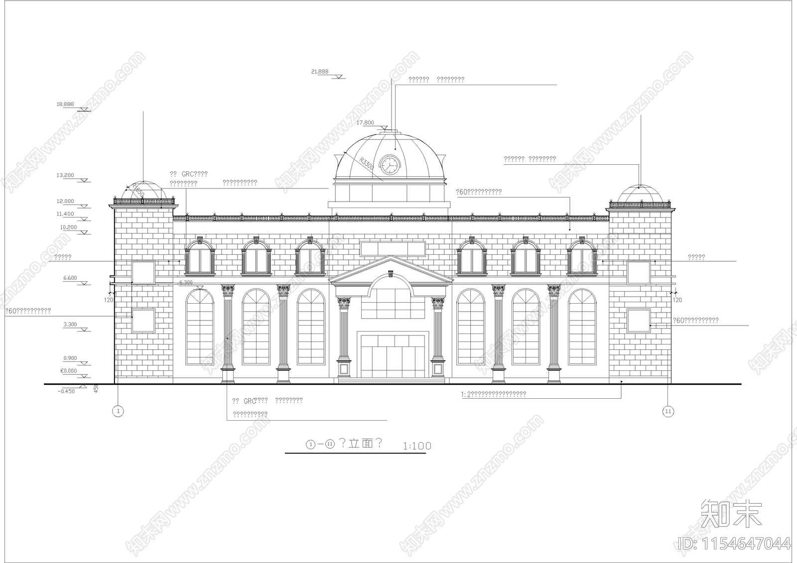 渡假村欧式宾馆建筑cad施工图下载【ID:1154647044】