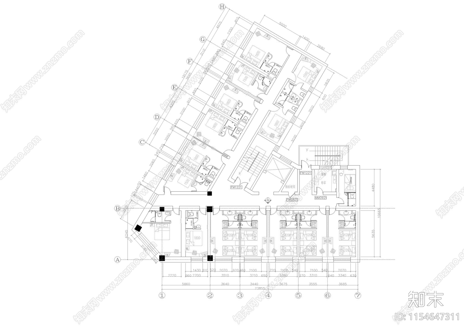 哈尔滨远东宾馆装饰设计室内施工图下载【ID:1154647311】