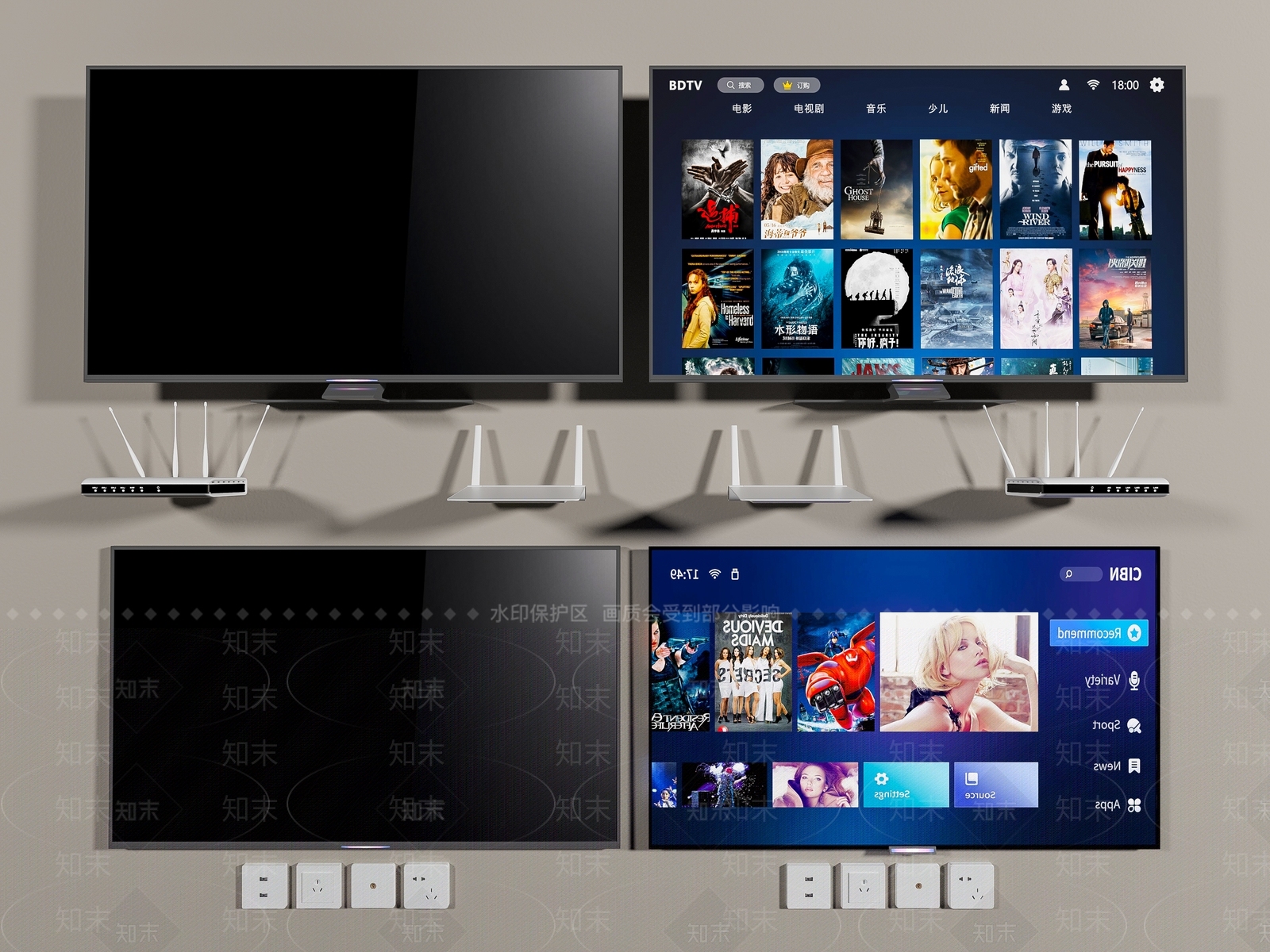 电视机组合3D模型下载【ID:1154648220】