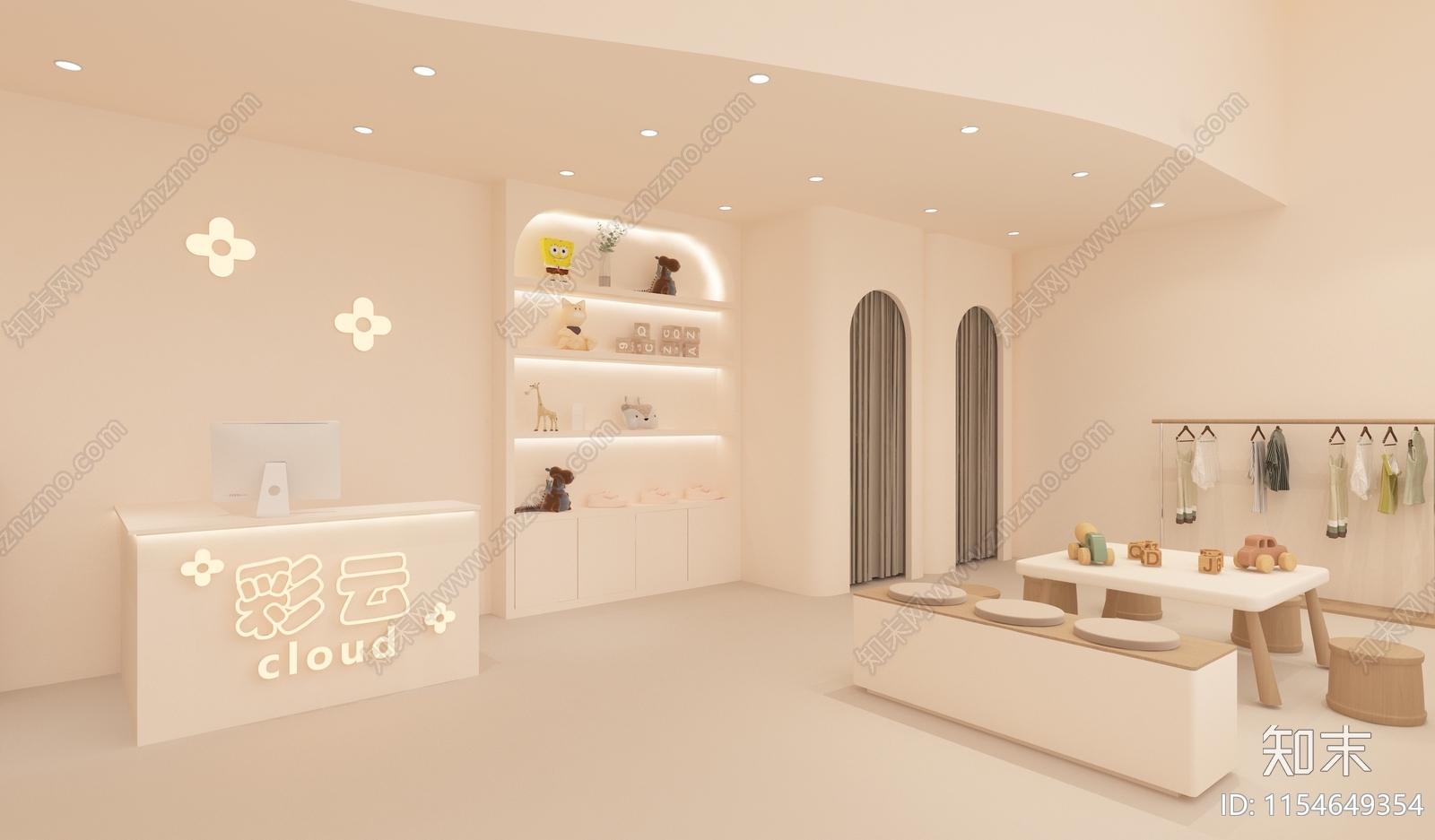 现代儿童服装店3D模型下载【ID:1154649354】