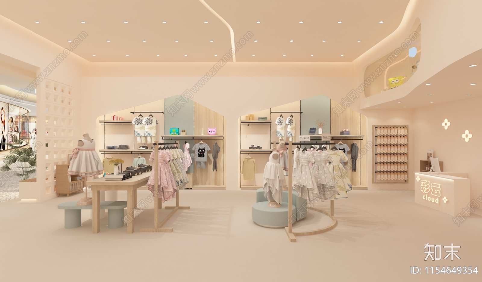 现代儿童服装店3D模型下载【ID:1154649354】