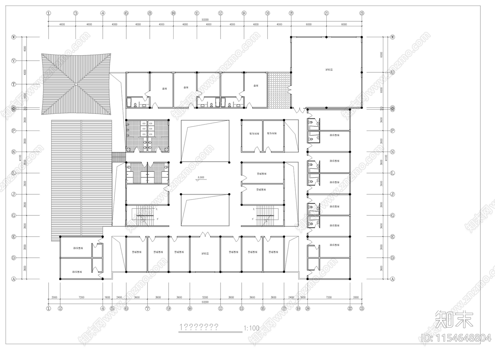 民居式客栈建筑cad施工图下载【ID:1154648804】